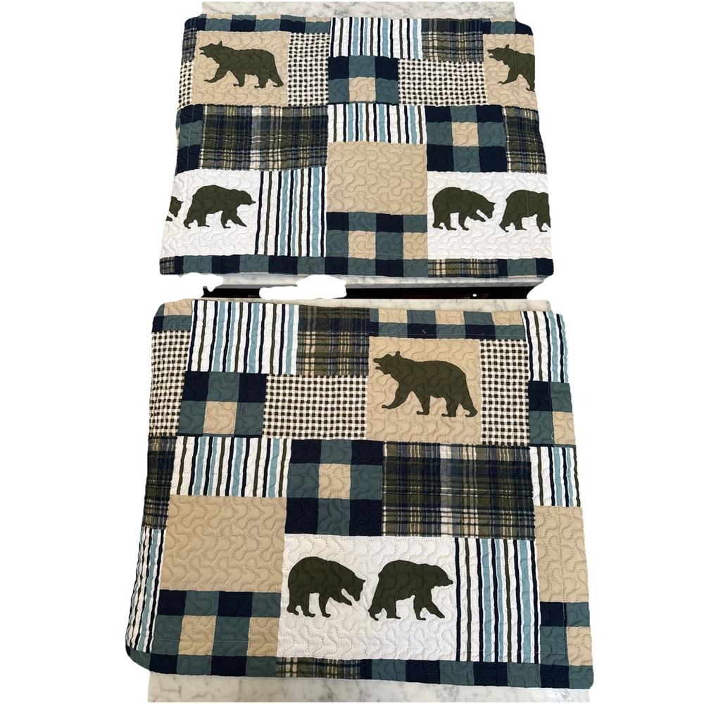 Cabin Quilt Rustic Quilt Black Bear Pillow Shams Set Of 2